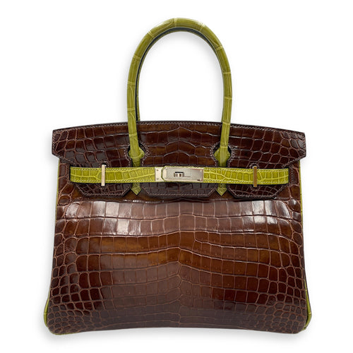Birkin 30 Cocoan/Vert Anis in Shiny Niloticus Palladium hardware