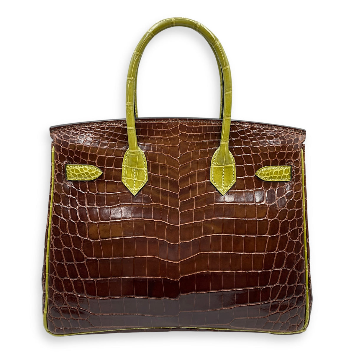 Birkin 30 Cocoan/Vert Anis in Shiny Niloticus Palladium hardware