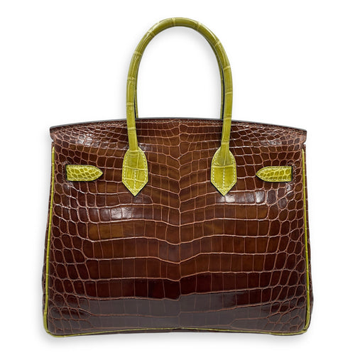 Birkin 30 Cocoan/Vert Anis in Shiny Niloticus Palladium hardware
