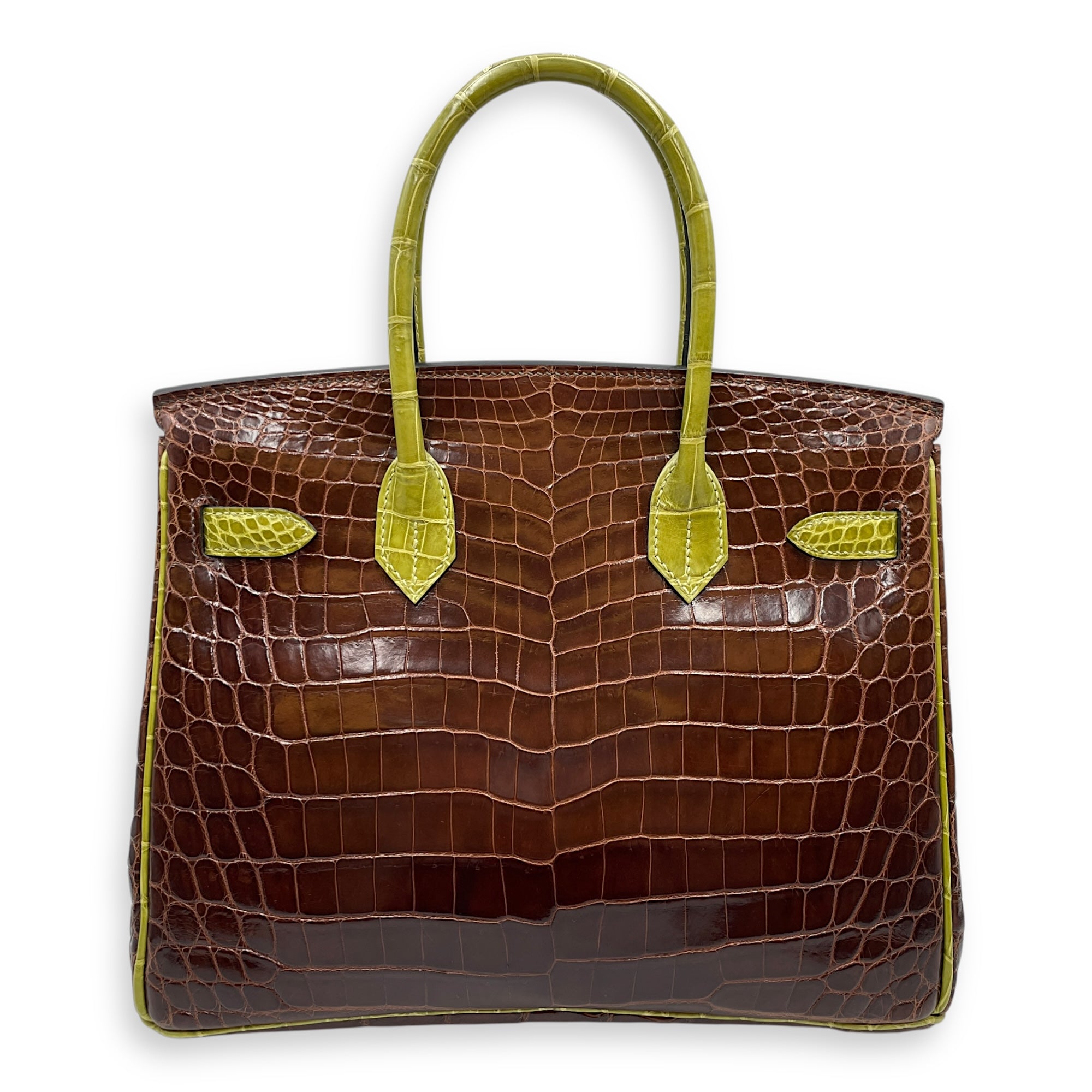 Birkin 30 Cocoan/Vert Anis in Shiny Niloticus, Palladium hardware