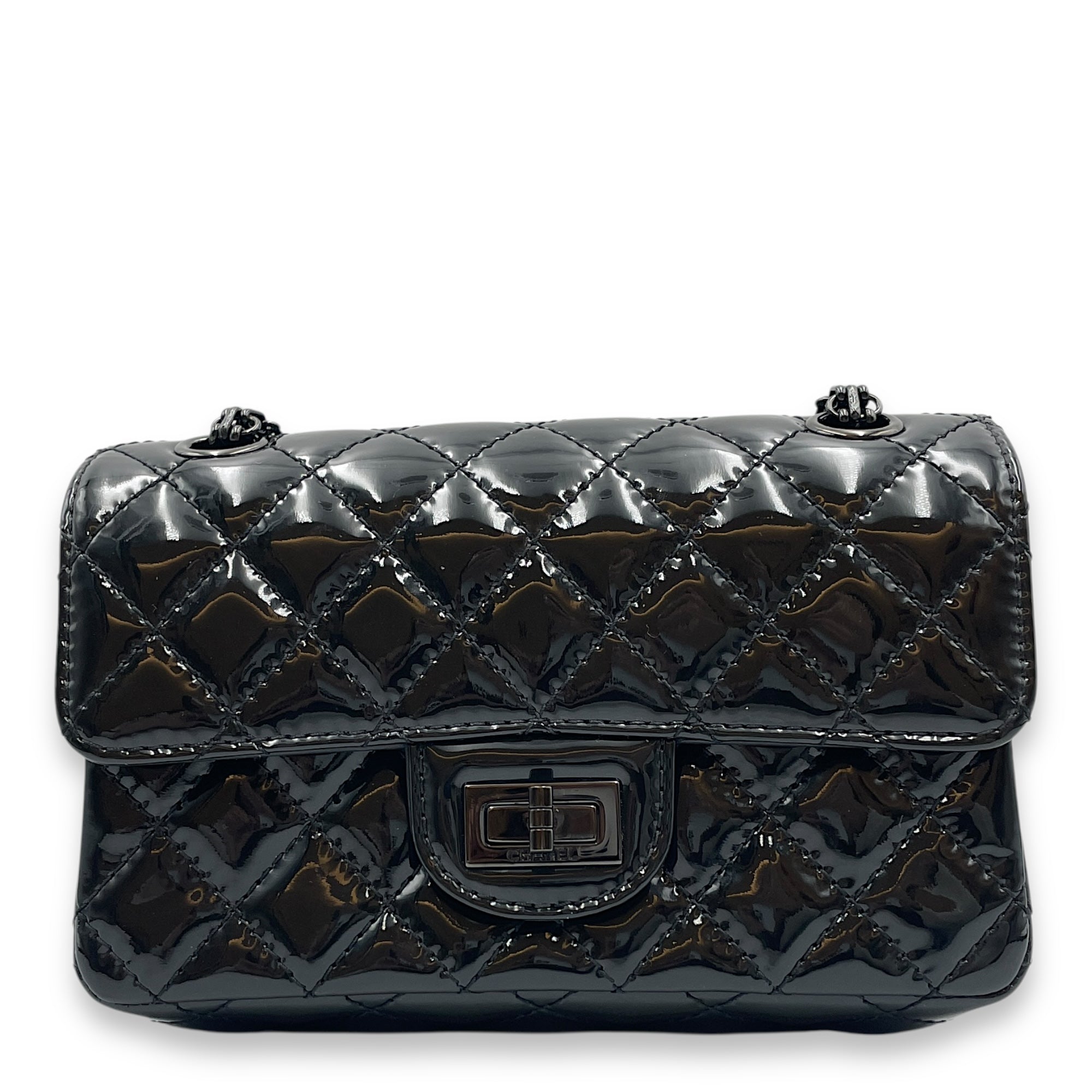 Reissue Mini Black Flap Bag in Patent Leather, So Black hardware