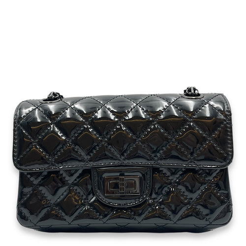 Reissue Mini Black Flap Bag in Patent Leather, So Black hardware
