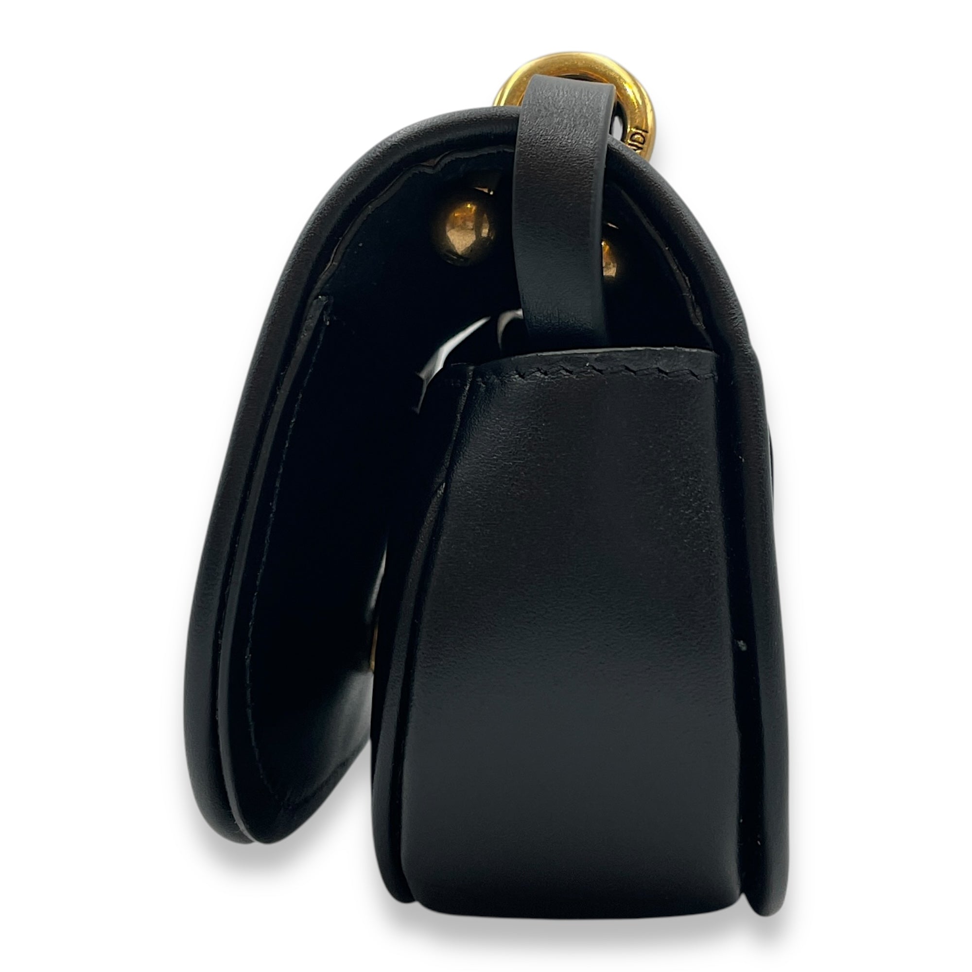 C'mon Nano Black Belt Bag in Calfskin, Gold hardware