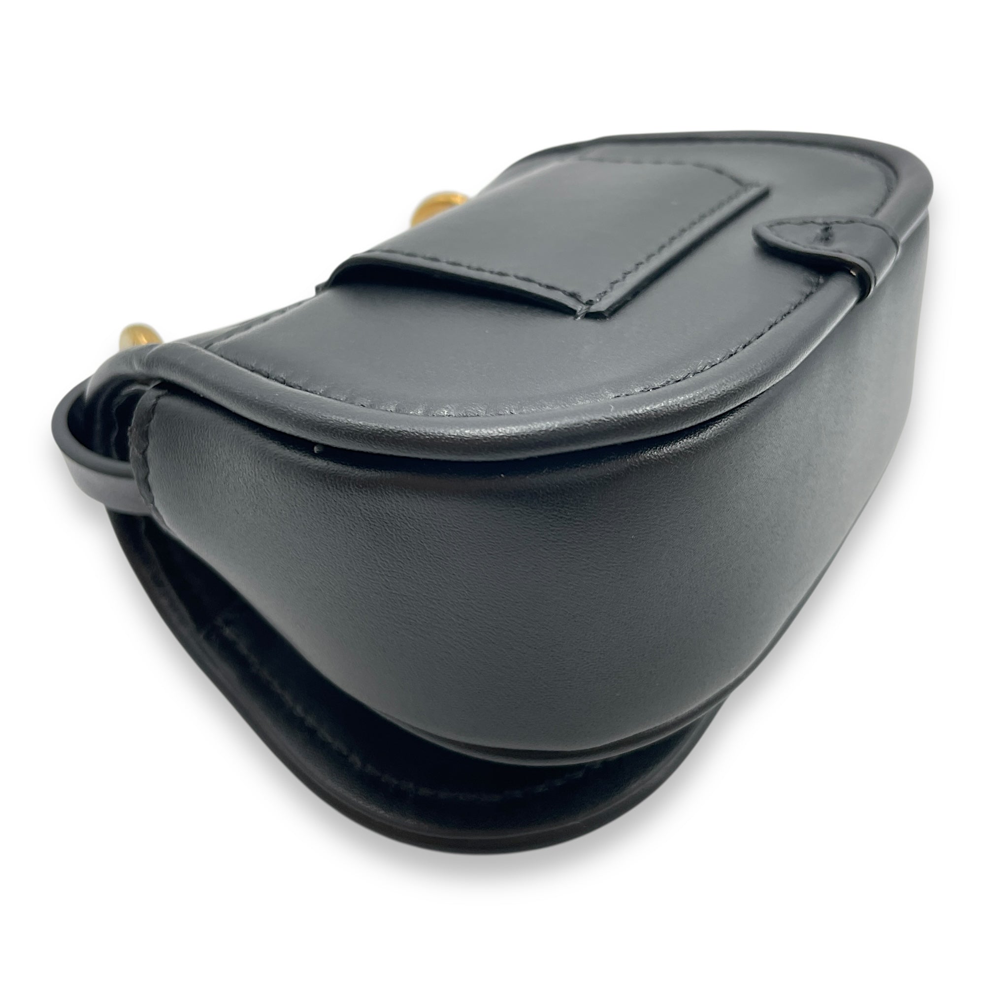 C'mon Nano Black Belt Bag in Calfskin, Gold hardware