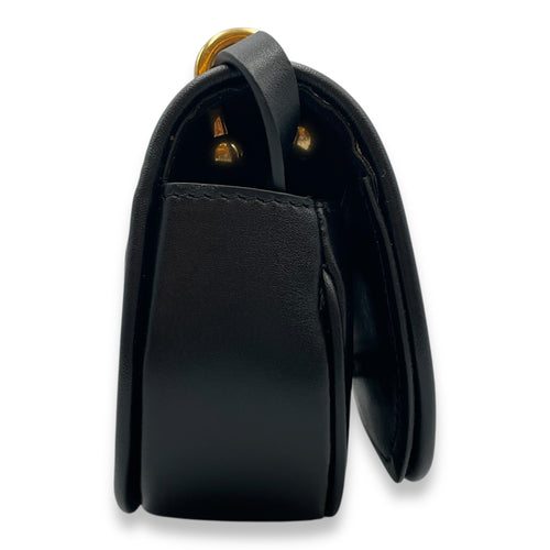 C'mon Nano Black Belt Bag in Calfskin, Gold hardware