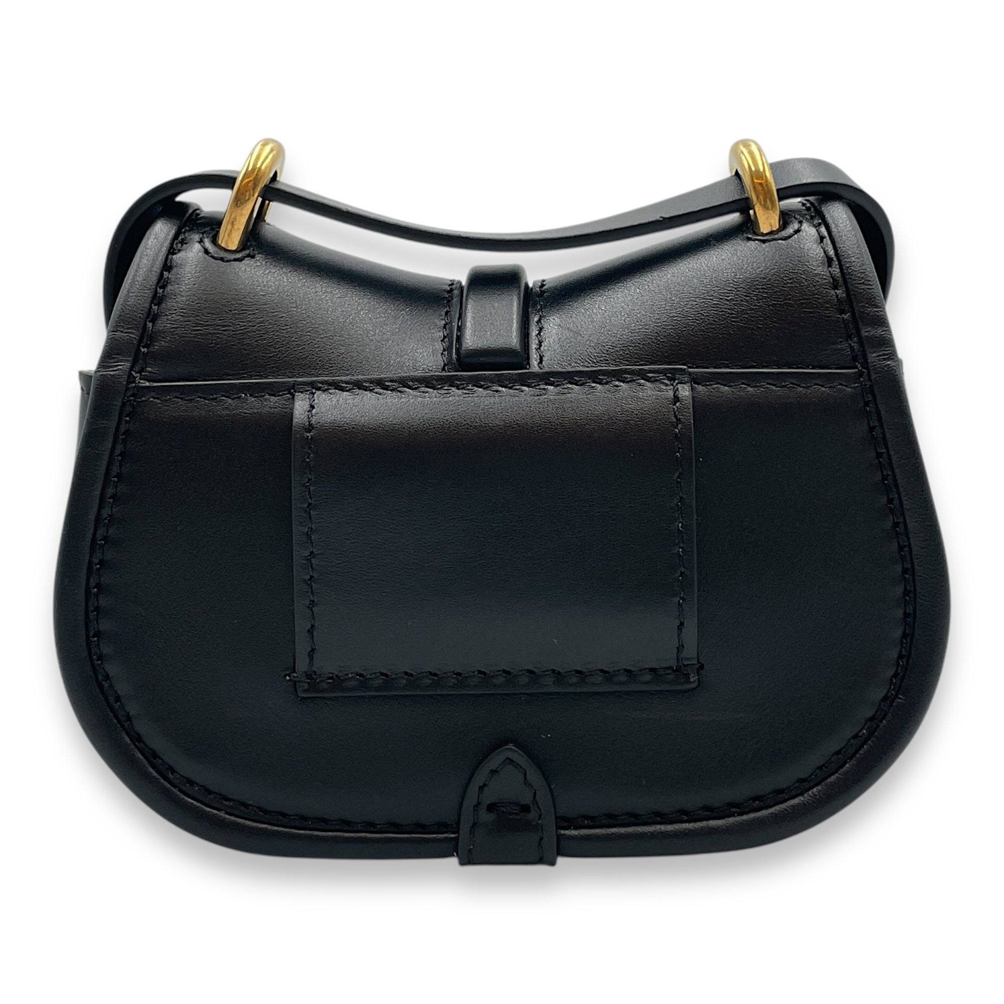 C'mon Nano Black Belt Bag in Calfskin, Gold hardware
