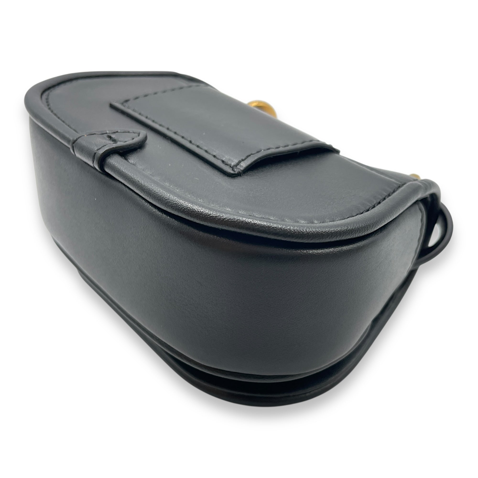 C'mon Nano Black Belt Bag in Calfskin, Gold hardware