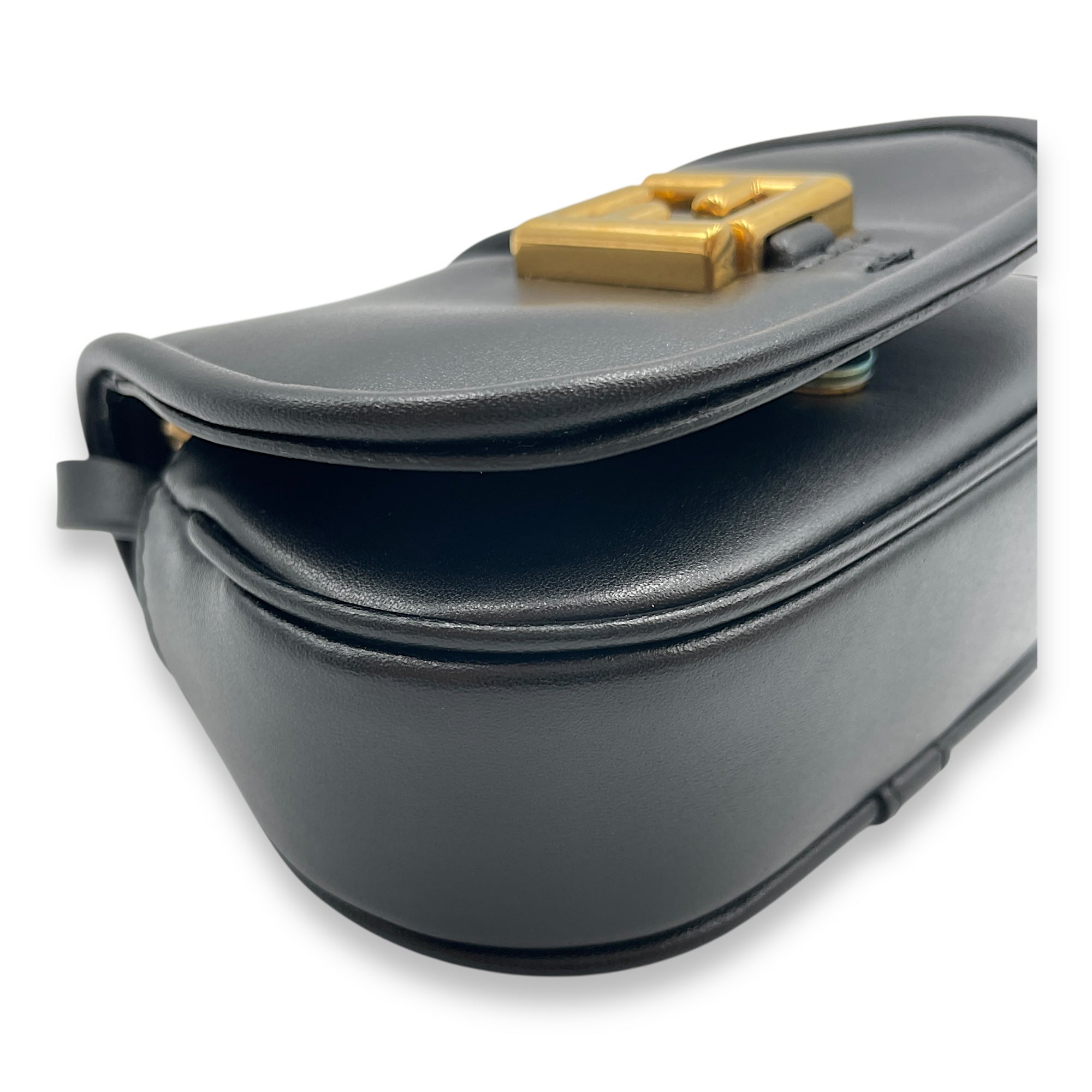 C'mon Nano Black Belt Bag in Calfskin, Gold hardware