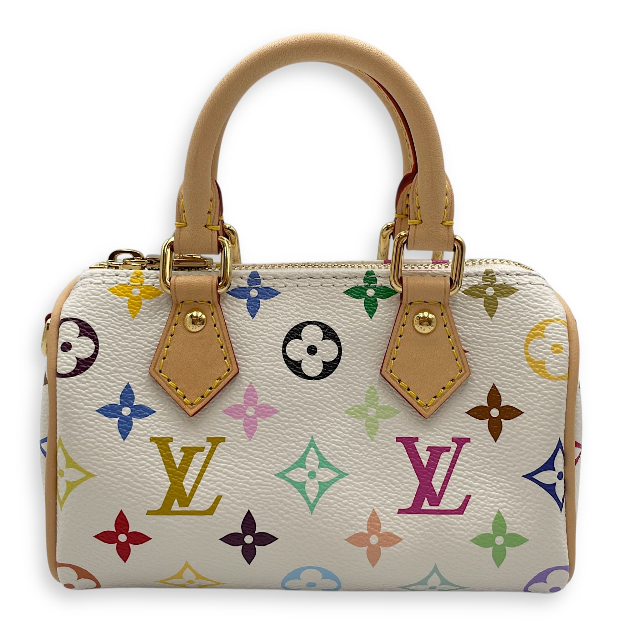 LV x TM Nano White Crossbody Bag in Canvas, Gold hardware
