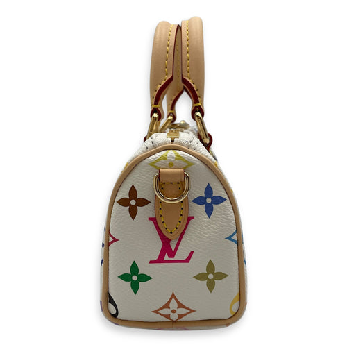LV x TM Nano White Crossbody Bag in Canvas, Gold hardware