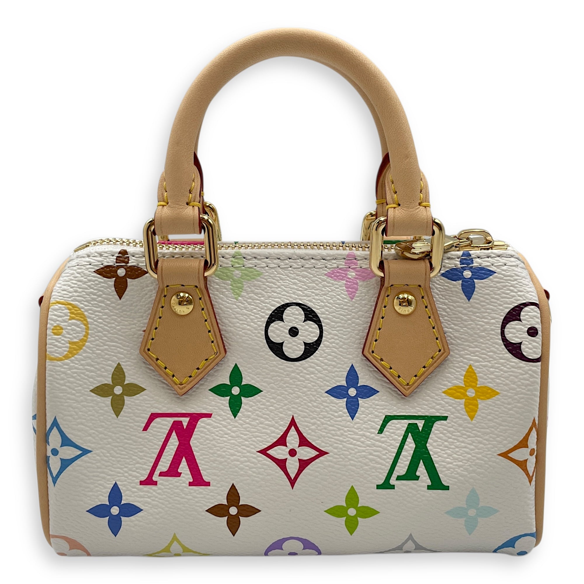 LV x TM Nano White Crossbody Bag in Canvas, Gold hardware