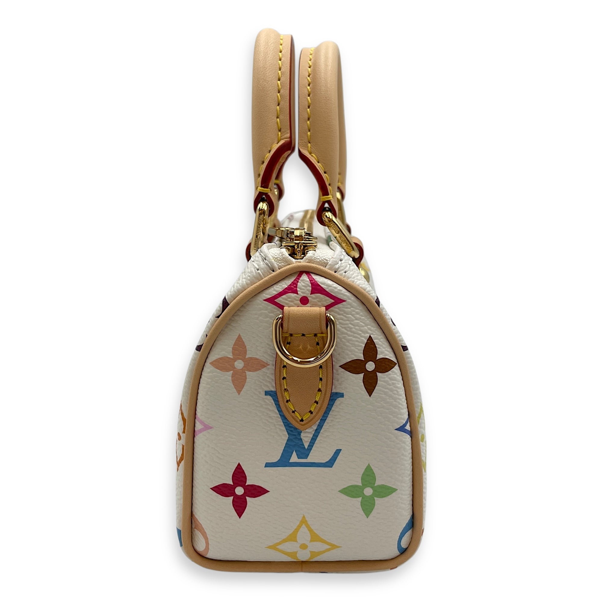 LV x TM Nano White Crossbody Bag in Canvas, Gold hardware