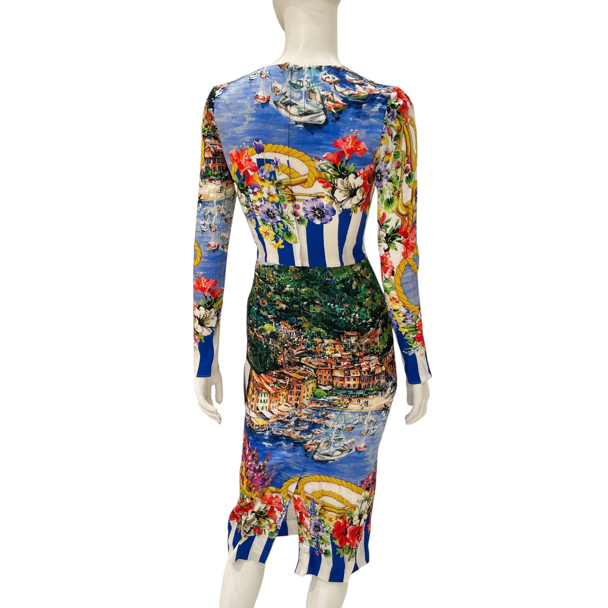 Portofino Printed Silk-Blend Midi Dress 38 Multi-colour Ready-To-Wear , Silver hardware