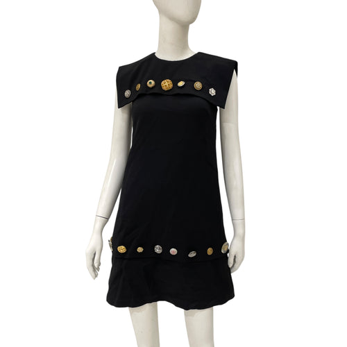 Mid Length Dress 36 Black Ready-To-Wear in Wool, Brushed Gold hardware
