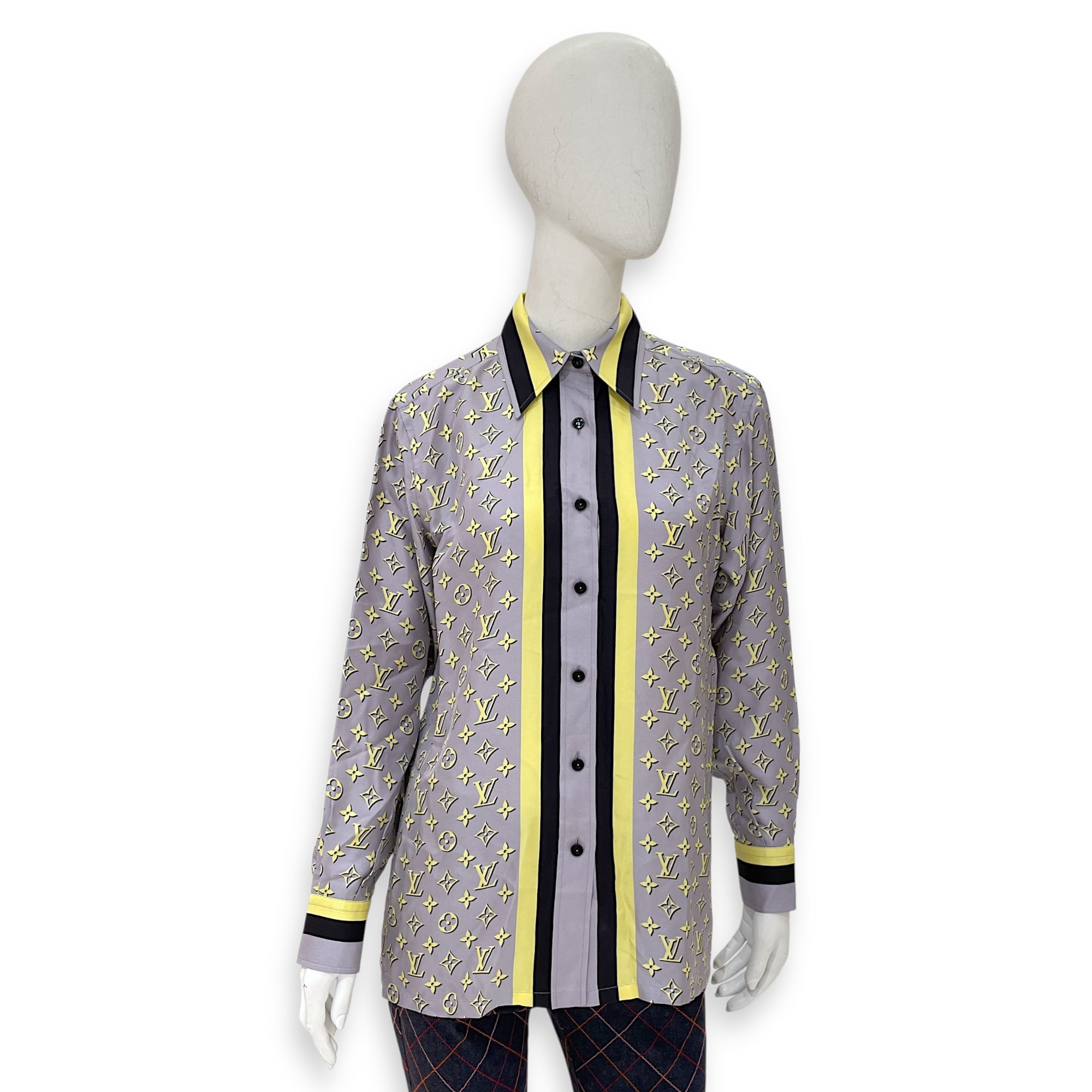 3D Monogram Strip Accent Pajama Shirt 34 Multi-Color Ready-To-Wear