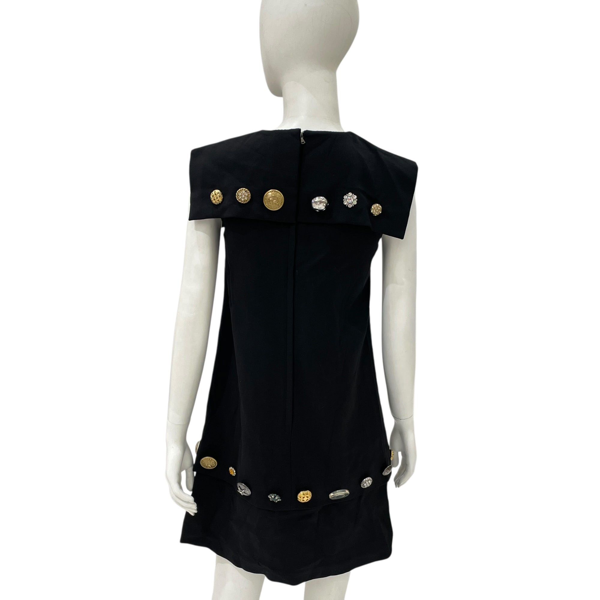 Mid Length Dress 36 Black Ready-To-Wear in Wool, Brushed Gold hardware