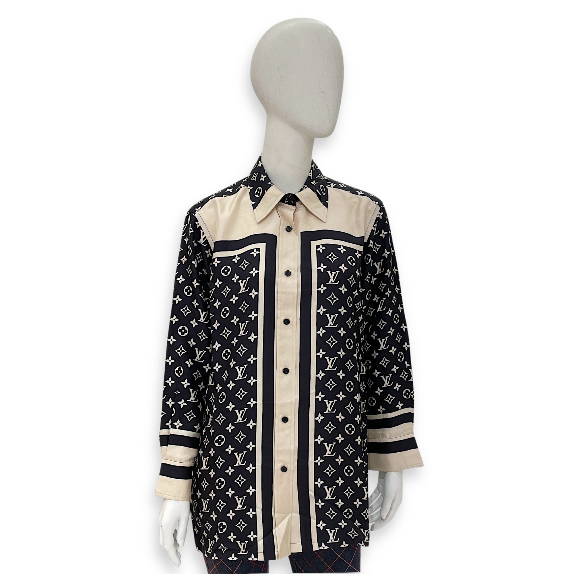 Monogram Logo All Over Long Sleeve Shirt 38 Multi-Color Ready-To-Wear