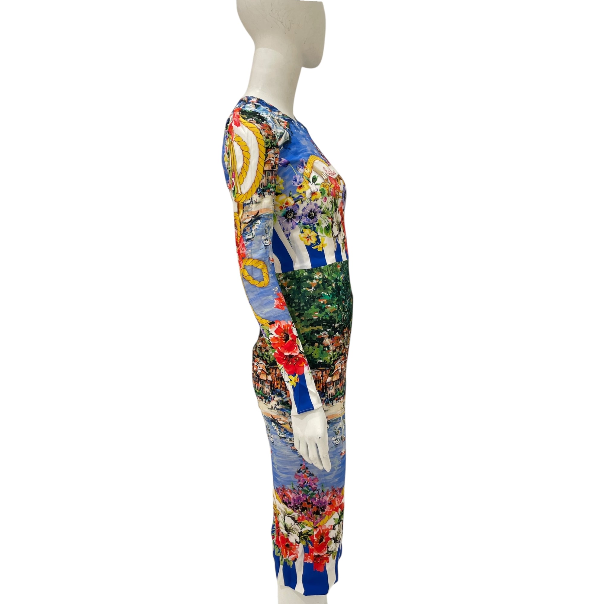 Portofino Printed Silk-Blend Midi Dress 38 Multi-colour Ready-To-Wear , Silver hardware