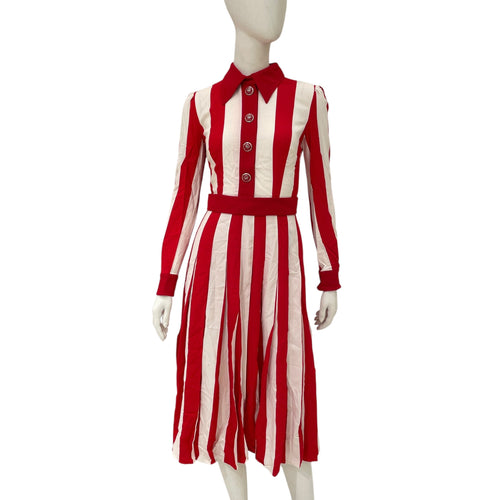 Red & White Stripes Long Dress 38 Red Ready-To-Wear in Viscose CL2507-13829 1