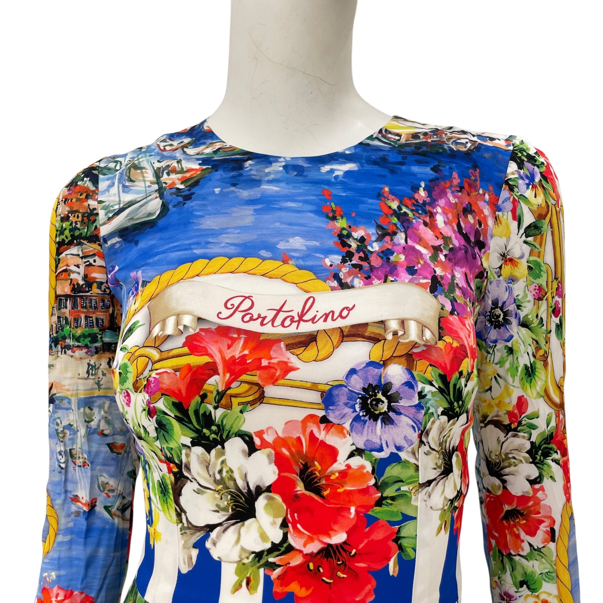 Portofino Printed Silk-Blend Midi Dress 38 Multi-colour Ready-To-Wear , Silver hardware