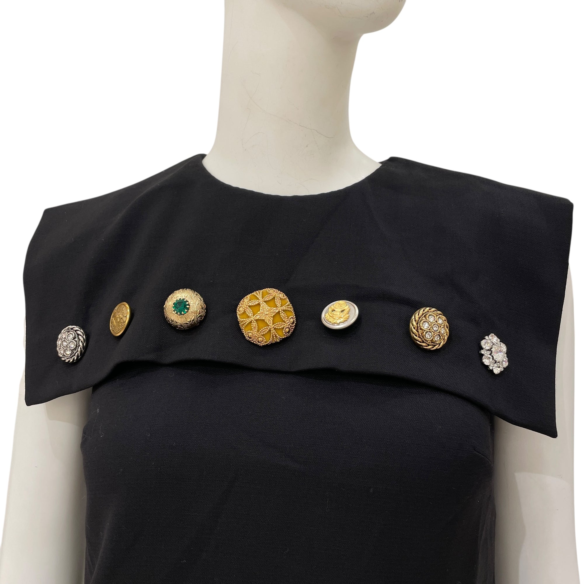 Mid Length Dress 36 Black Ready-To-Wear in Wool, Brushed Gold hardware