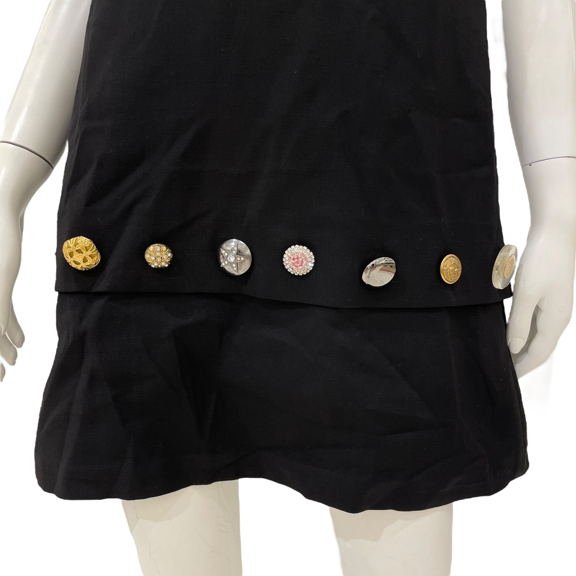 Mid Length Dress 36 Black Ready-To-Wear in Wool, Brushed Gold hardware