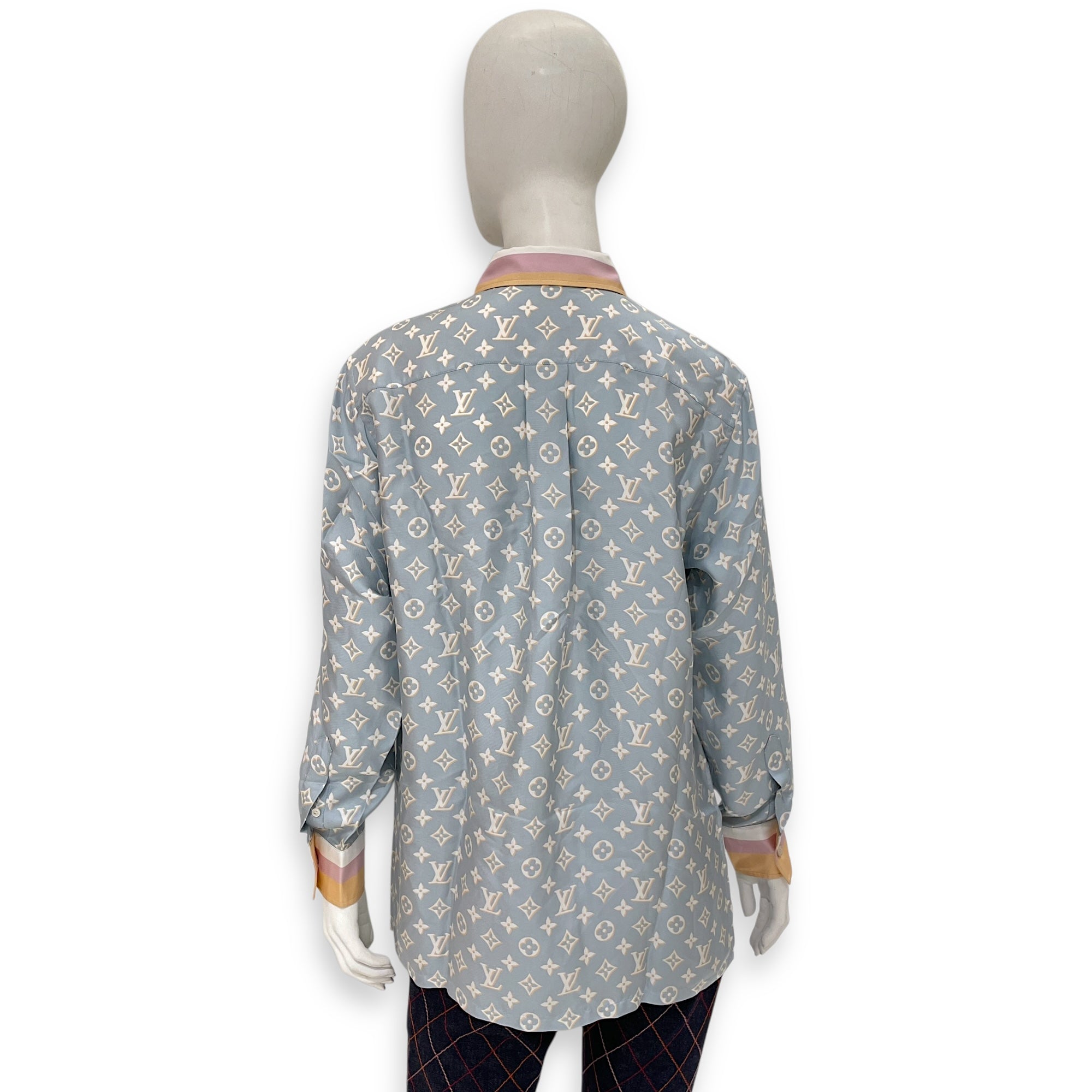 3D Monogram Print Point Collar Long Sleeved Shirt 36 Multi-Color Ready-To-Wear