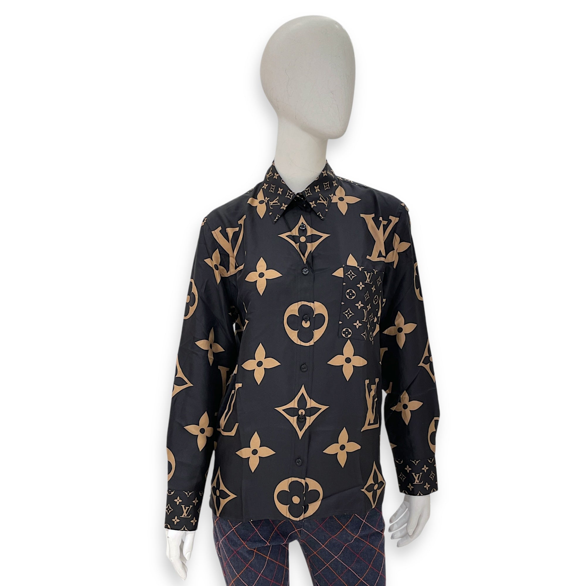 Monogram Logo All Over Long Sleeve Shirt 38 Multi-Color Ready-To-Wear