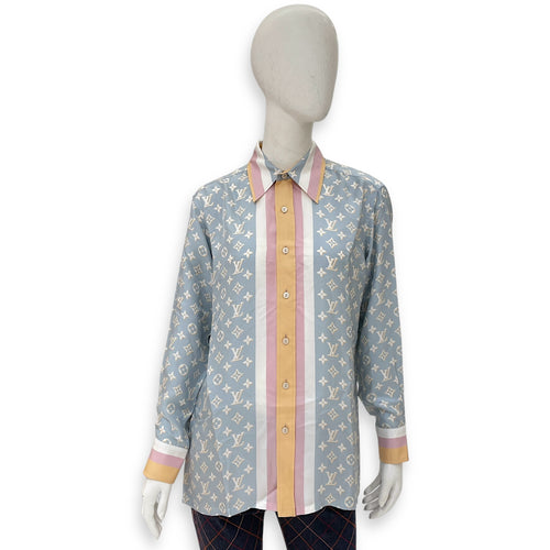 3D Monogram Print Point Collar Long Sleeved Shirt 36 Multi-Color Ready-To-Wear