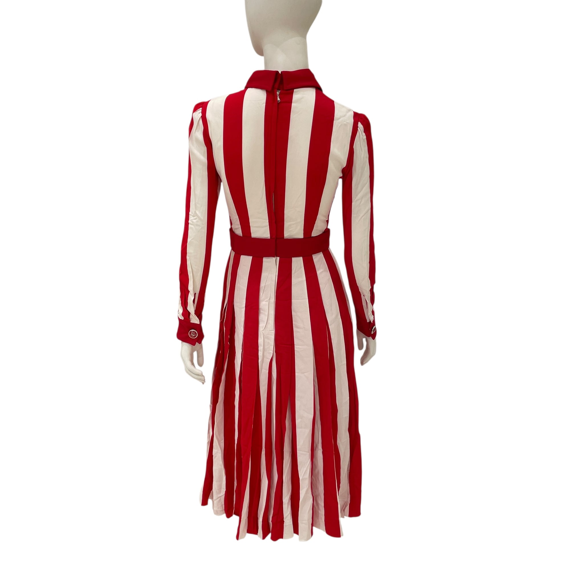 Red & White Stripes Long Dress 38 Red Ready-To-Wear in Viscose