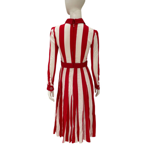 Red & White Stripes Long Dress 38 Red Ready-To-Wear in Viscose