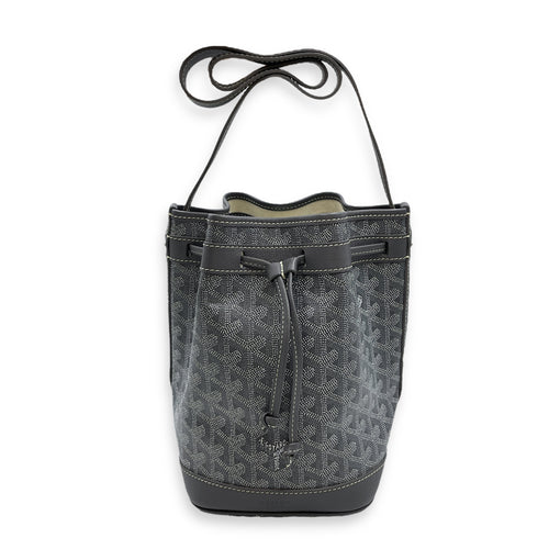 Sac Petit Flot PM Gris Bucket Bag in Canvas, Silver hardware