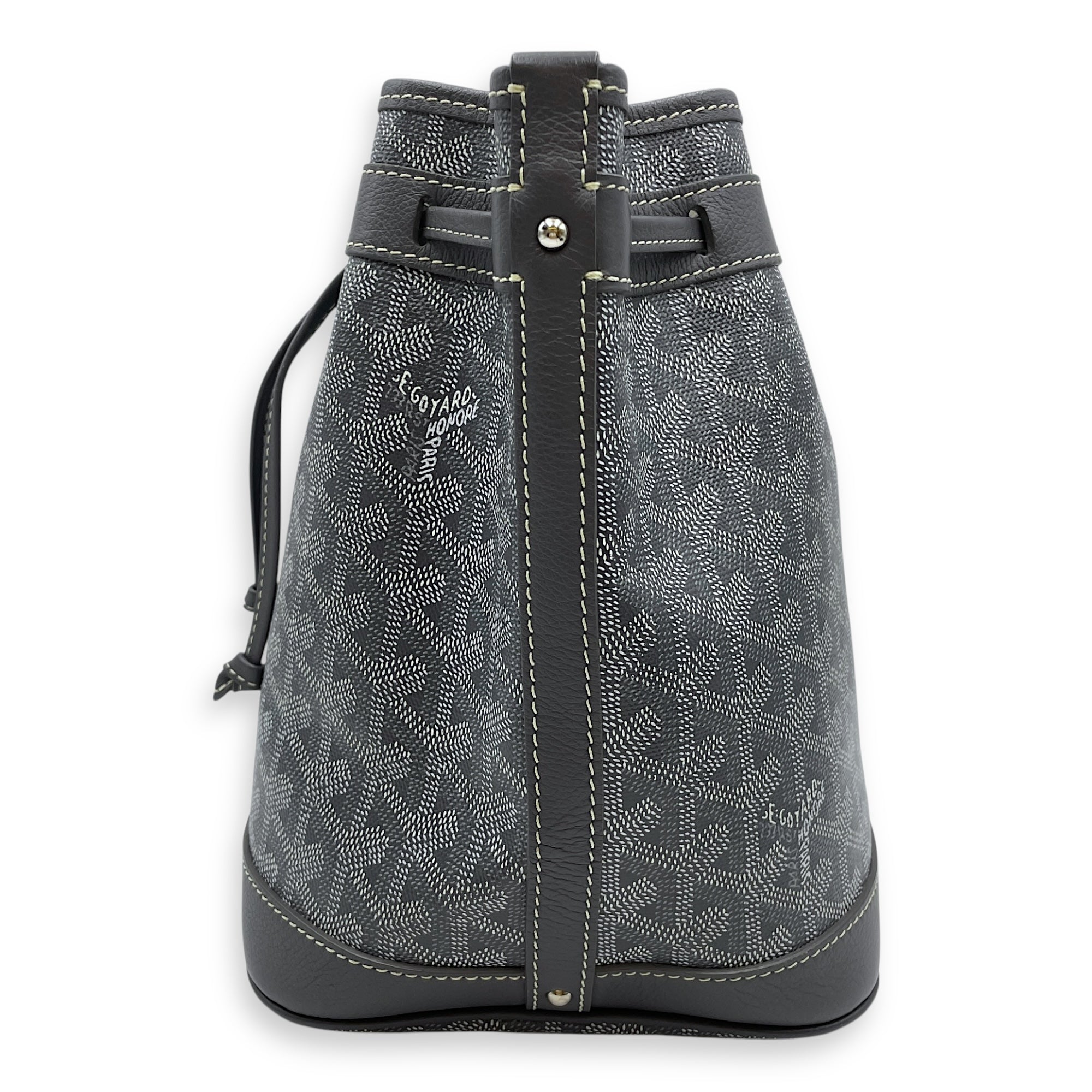 Sac Petit Flot PM Gris Bucket Bag in Canvas, Silver hardware