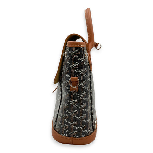 Le Sac Alpin Mini Brown BackPack in Canvas, Silver hardware