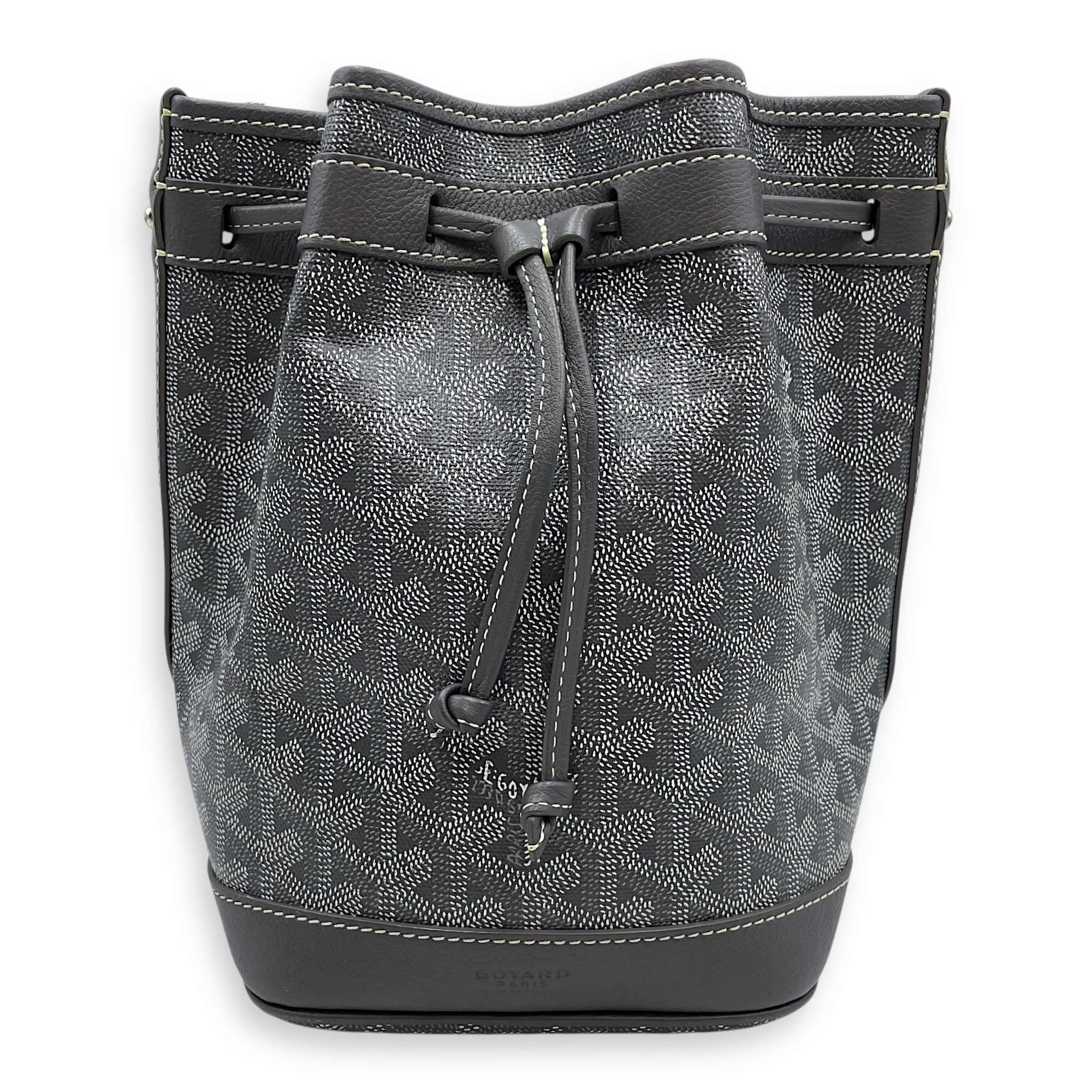 Sac Petit Flot PM Gris Bucket Bag in Canvas, Silver hardware