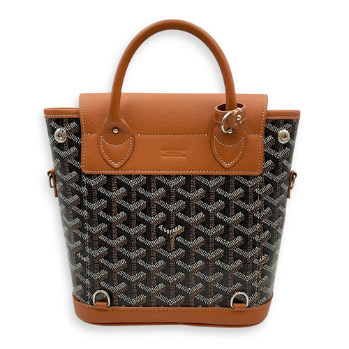 Le Sac Alpin Mini Brown BackPack in Canvas, Silver hardware