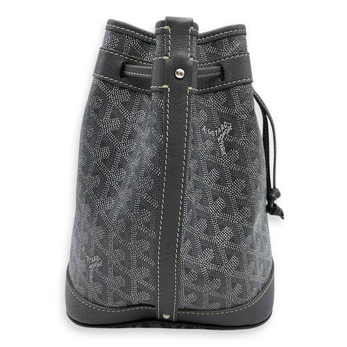 Sac Petit Flot PM Gris Bucket Bag in Canvas, Silver hardware