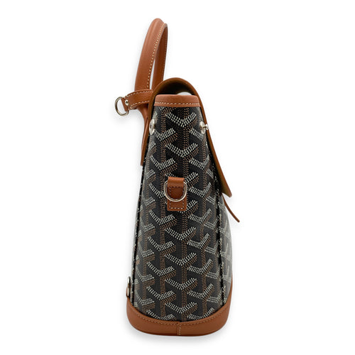 Le Sac Alpin Mini Brown BackPack in Canvas, Silver hardware