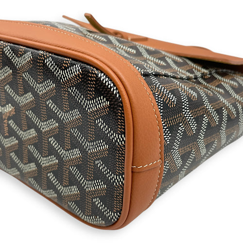 Le Sac Alpin Mini Brown BackPack in Canvas, Silver hardware