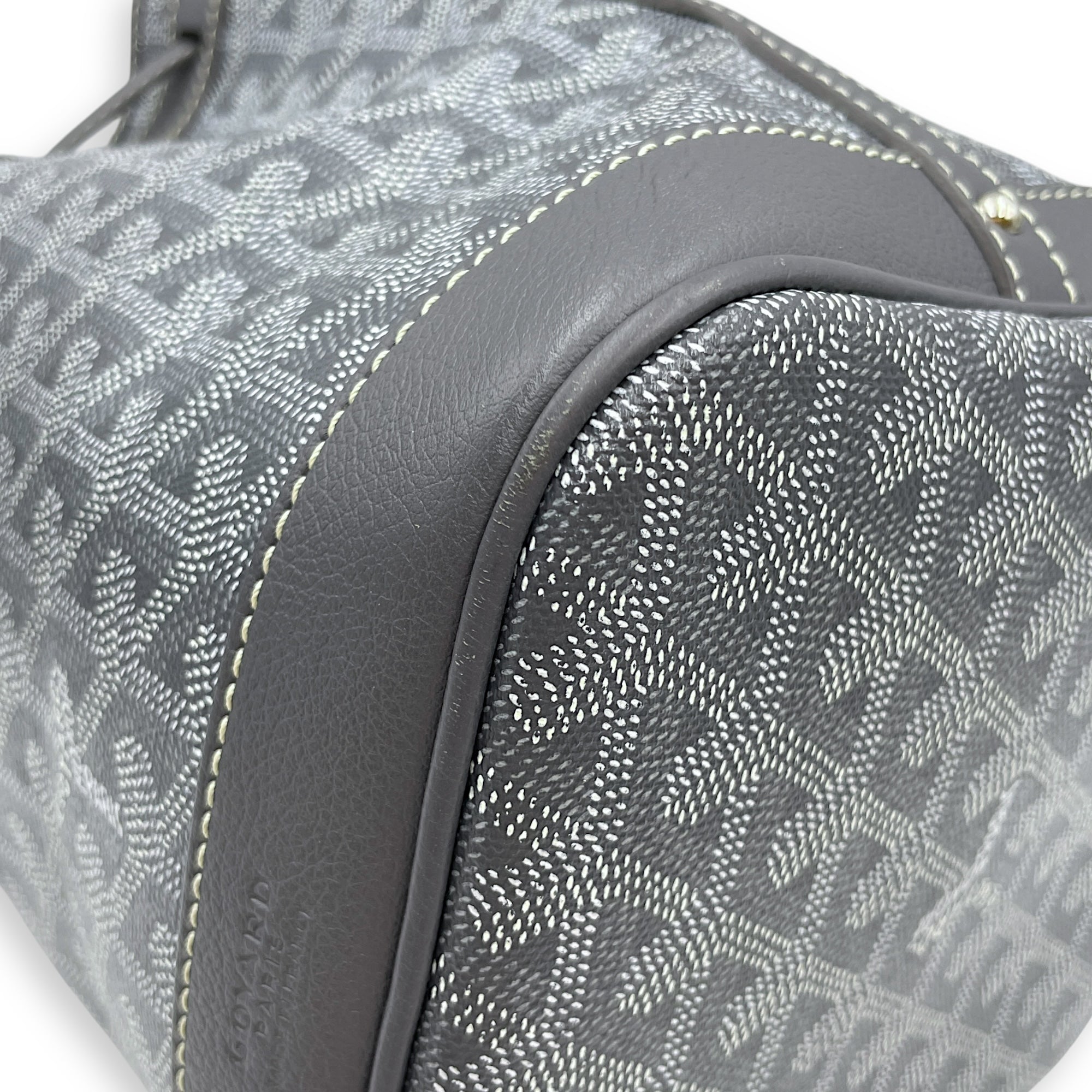 Sac Petit Flot PM Gris Bucket Bag in Canvas, Silver hardware