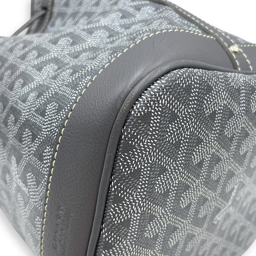 Sac Petit Flot PM Gris Bucket Bag in Canvas, Silver hardware