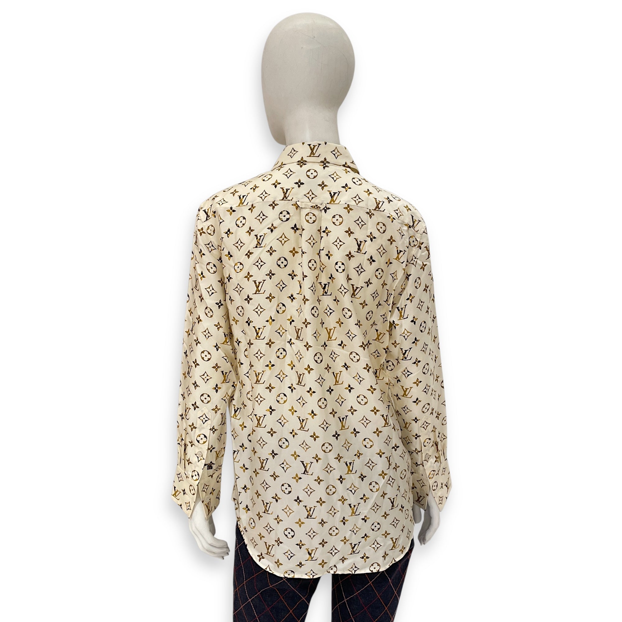 Brown Monogram Logo Silk All Over Zip Up 32 Multi-Color Ready-To-Wear