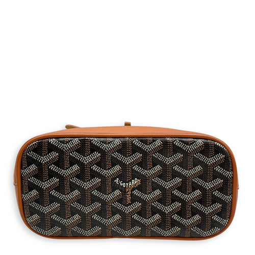 Le Sac Alpin Mini Brown BackPack in Canvas, Silver hardware