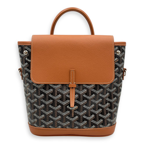 Le Sac Alpin Mini Brown BackPack in Canvas, Silver hardware