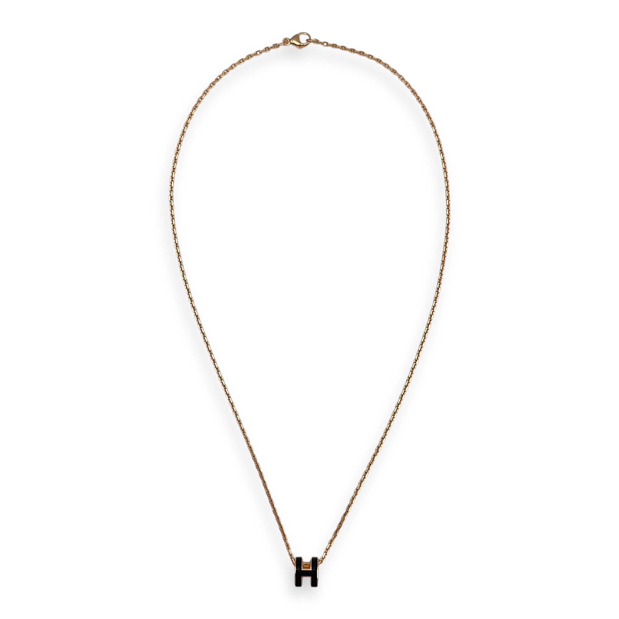 Pop H Mini Black Necklace , Rose Gold hardware
