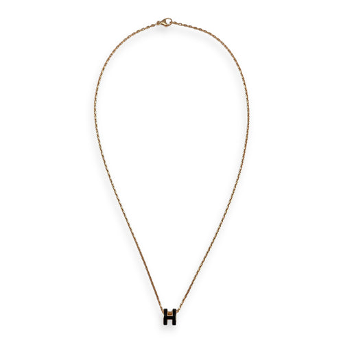 Pop H Mini Black Necklace , Rose Gold hardware
