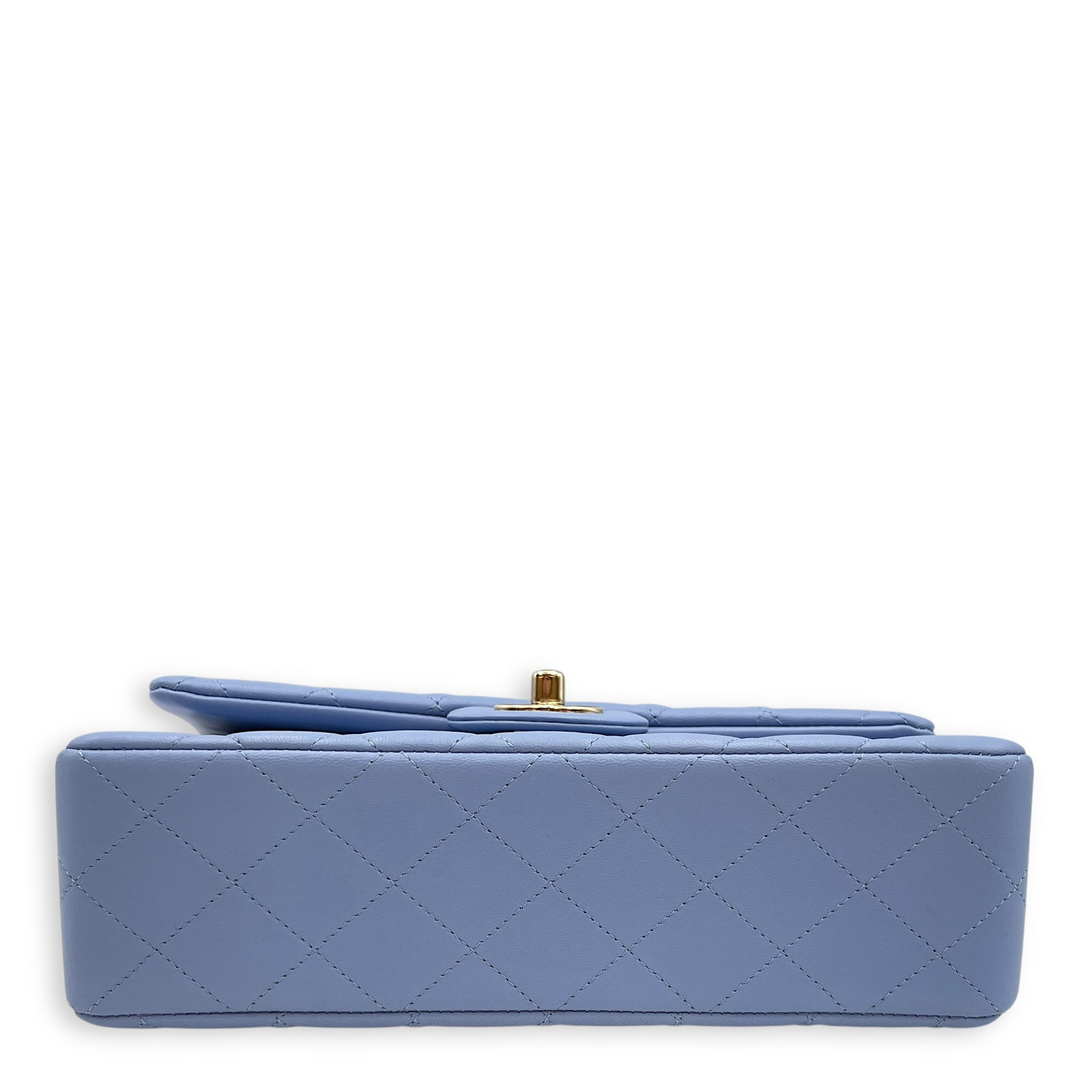 Classic Flap Small Blue Double Flap Bag in Lambskin Gold hardware