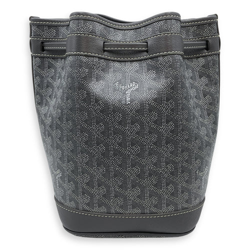 Sac Petit Flot PM Gris Bucket Bag in Canvas, Silver hardware