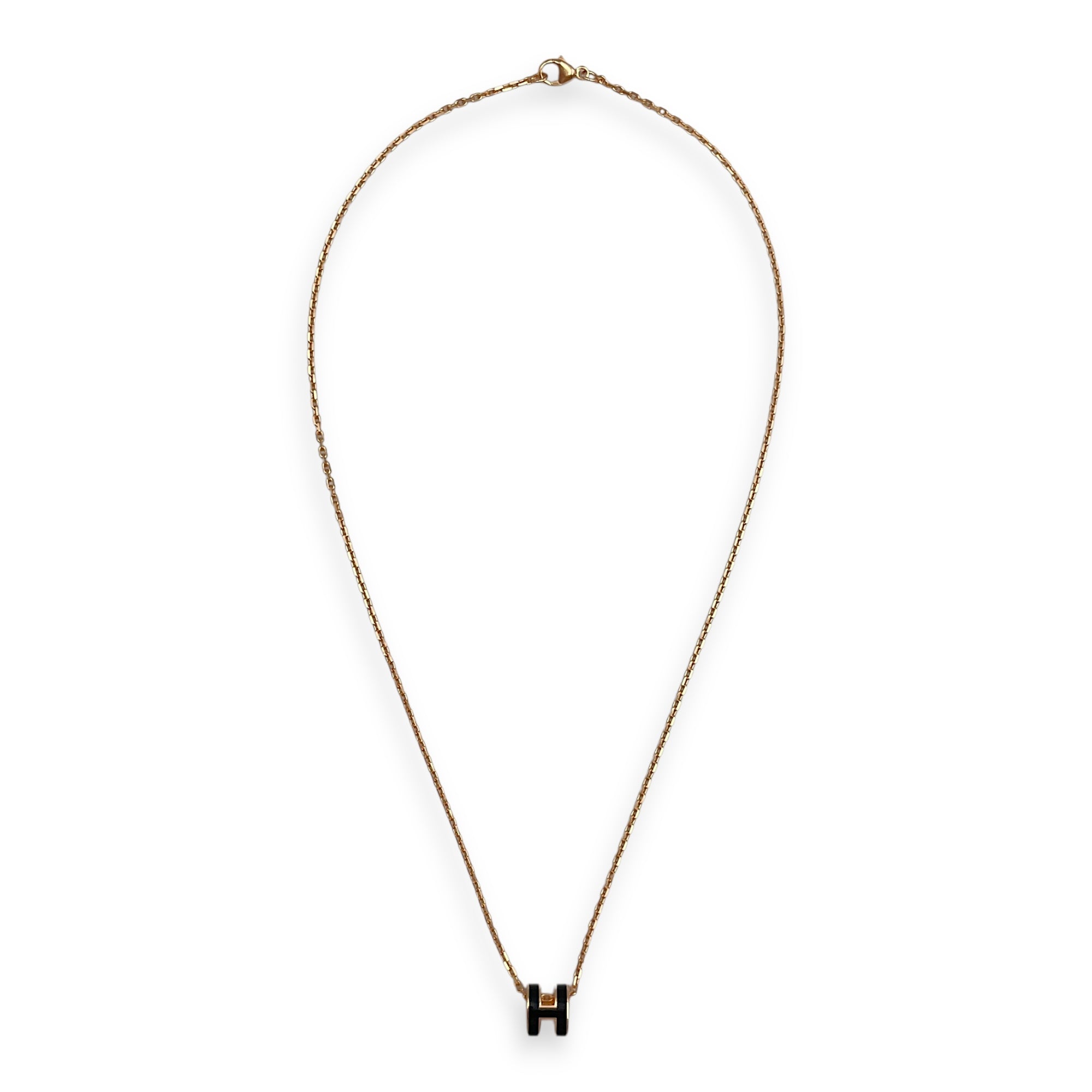 Pop H Mini Black Necklace , Rose Gold hardware