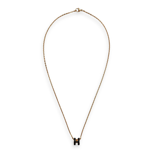 Pop H Mini Black Necklace , Rose Gold hardware